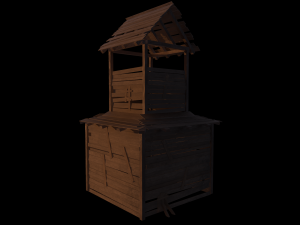 of wooden temple in low poly 3D Model