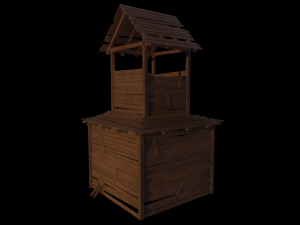 of wooden temple in low poly 3D Model