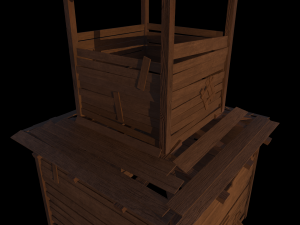 of wooden temple in low poly 3D Model