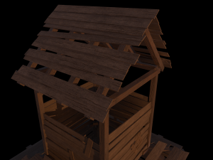 of wooden temple in low poly 3D Model