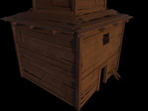 of wooden temple in low poly 3D Model