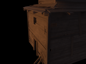of wooden temple in low poly 3D Model