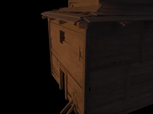 of wooden temple in low poly 3D Model