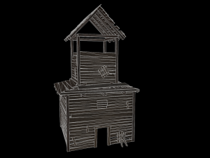 of wooden temple in low poly 3D Model