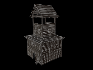 of wooden temple in low poly 3D Model