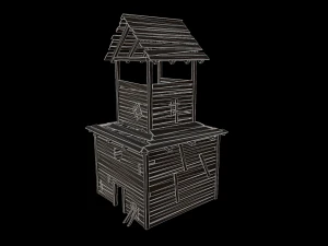of wooden temple in low poly 3D Model