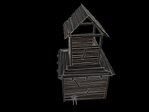 of wooden temple in low poly 3D Model