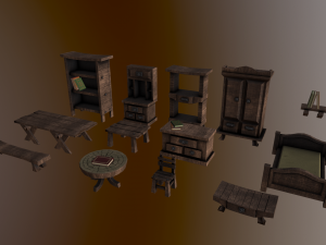 s of wooden furniture asset 3D Model