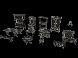 s of wooden furniture asset 3D Model