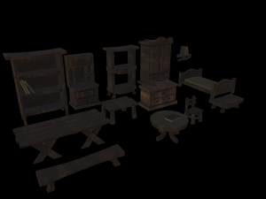 s of wooden furniture asset 3D Model