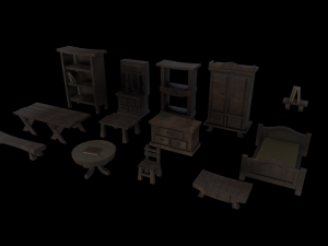 s of wooden furniture asset 3D Model