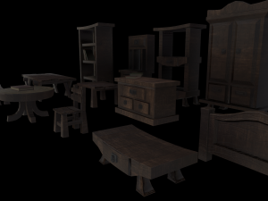 s of wooden furniture asset 3D Model