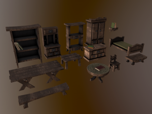 s of wooden furniture asset 3D Model