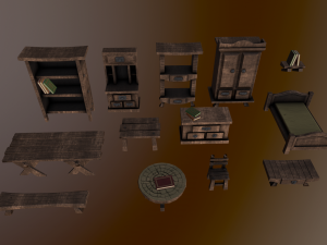 s of wooden furniture asset 3D Model