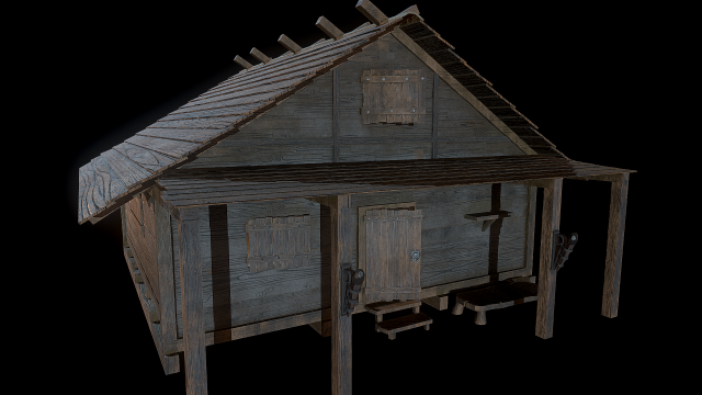 3d medieval wooden house low poly 3D Модель .c4d .max .obj .3ds .fbx .stl .blend 