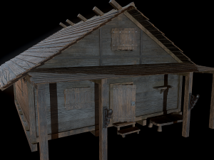 3d medieval wooden house low poly 3D Model