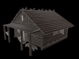 3d medieval wooden house low poly 3D Модель
