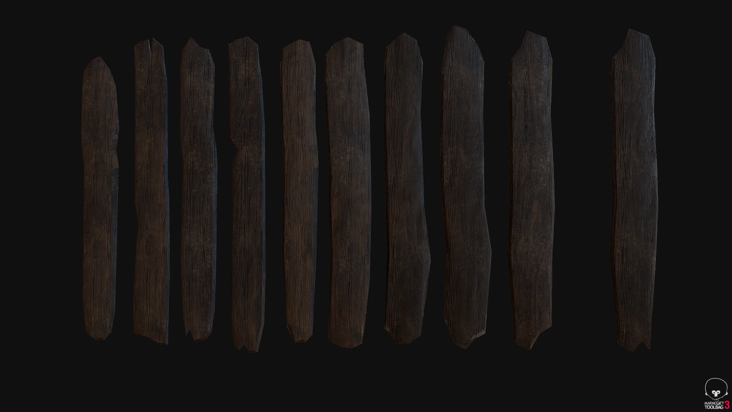 10 3d wooden planks low-poly 3D Model .c4d .max .obj .3ds .fbx .stl .blend 