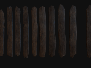 10 3d wooden planks low-poly 3D Model