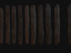 10 assi di legno 3d a basso numero di poligoni Modello 3D