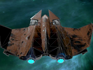 3d orange spaceship low-poly 3D Model