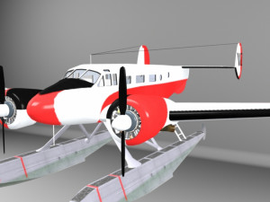 beechcraft c18-s floats 3D 模型