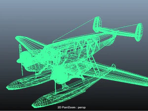 beechcraft c18-s floats 3D Model