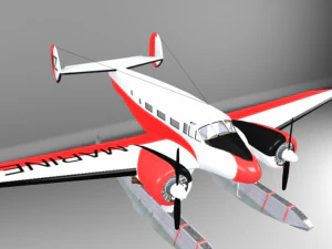 beechcraft c18-s floats 3D Model