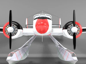 beechcraft c18-s floats 3D Model