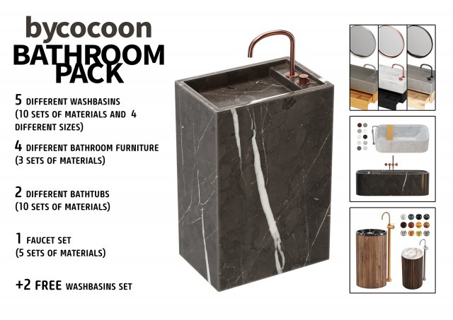 Bycocoon bathroom pack 3D Модель .c4d .max .obj .3ds .fbx .stl .blend 