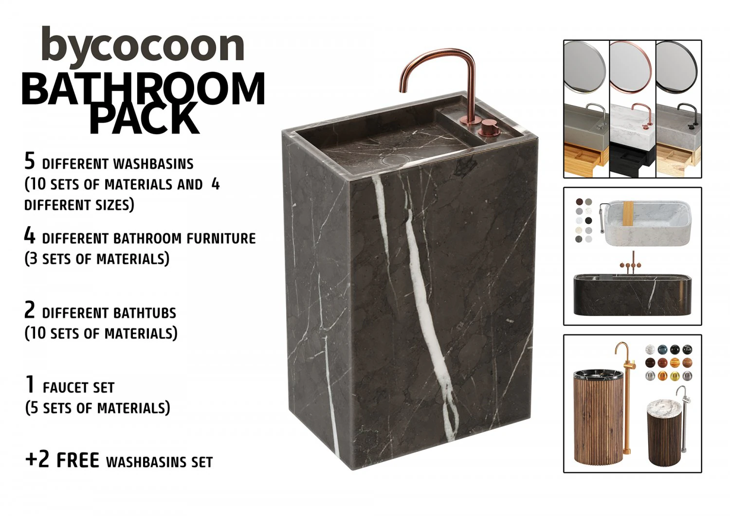 Bycocoon bathroom pack 3D Model .c4d .max .obj .3ds .fbx .stl .blend 