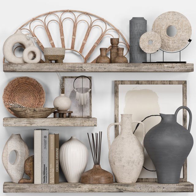 Decorative Set Rustic style Modello 3D .c4d .max .obj .3ds .fbx .stl .blend 