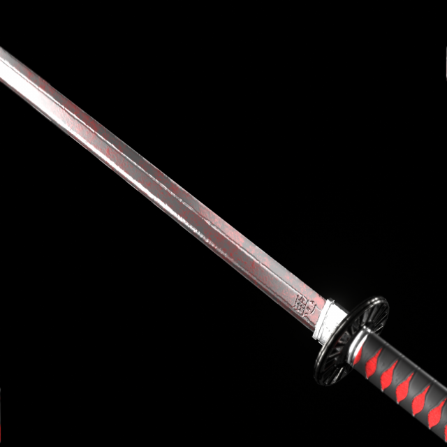 bloodstained katana 3D Model .c4d .max .obj .3ds .fbx .stl .blend 