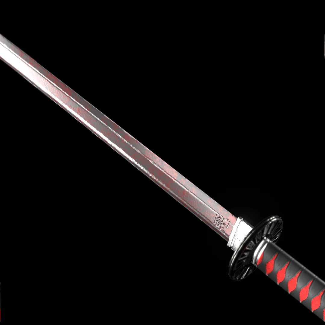 bloodstained katana 3D Model .c4d .max .obj .3ds .fbx .stl .blend 