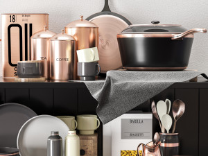 copper kitche set 3D Model