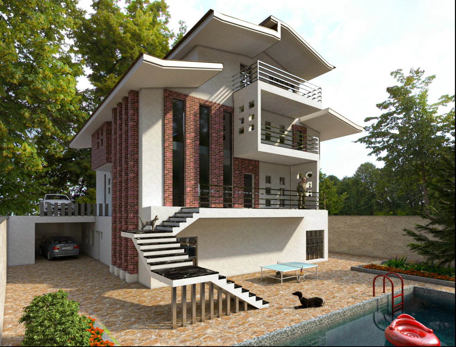 villa 3D Model .c4d .max .obj .3ds .fbx .stl .blend 