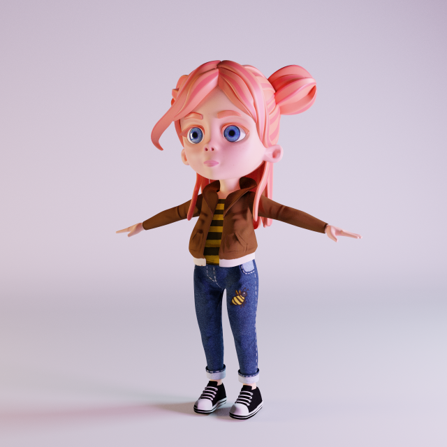 cartoon bee girl Modello 3D .c4d .max .obj .3ds .fbx .stl .blend 
