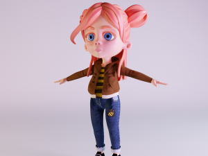 cartoon bee girl 3D 모델