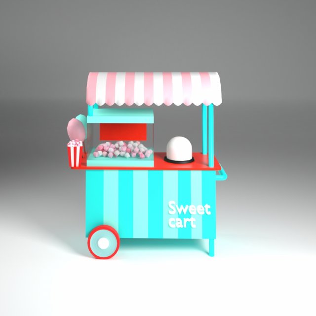cotton candy cart 3Dモデル .c4d .max .obj .3ds .fbx .stl .blend 