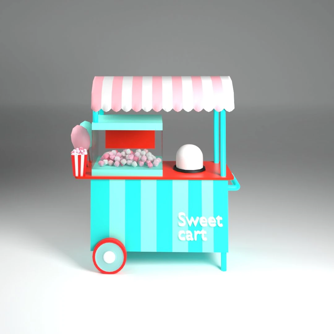cotton candy cart 3D Model .c4d .max .obj .3ds .fbx .stl .blend 