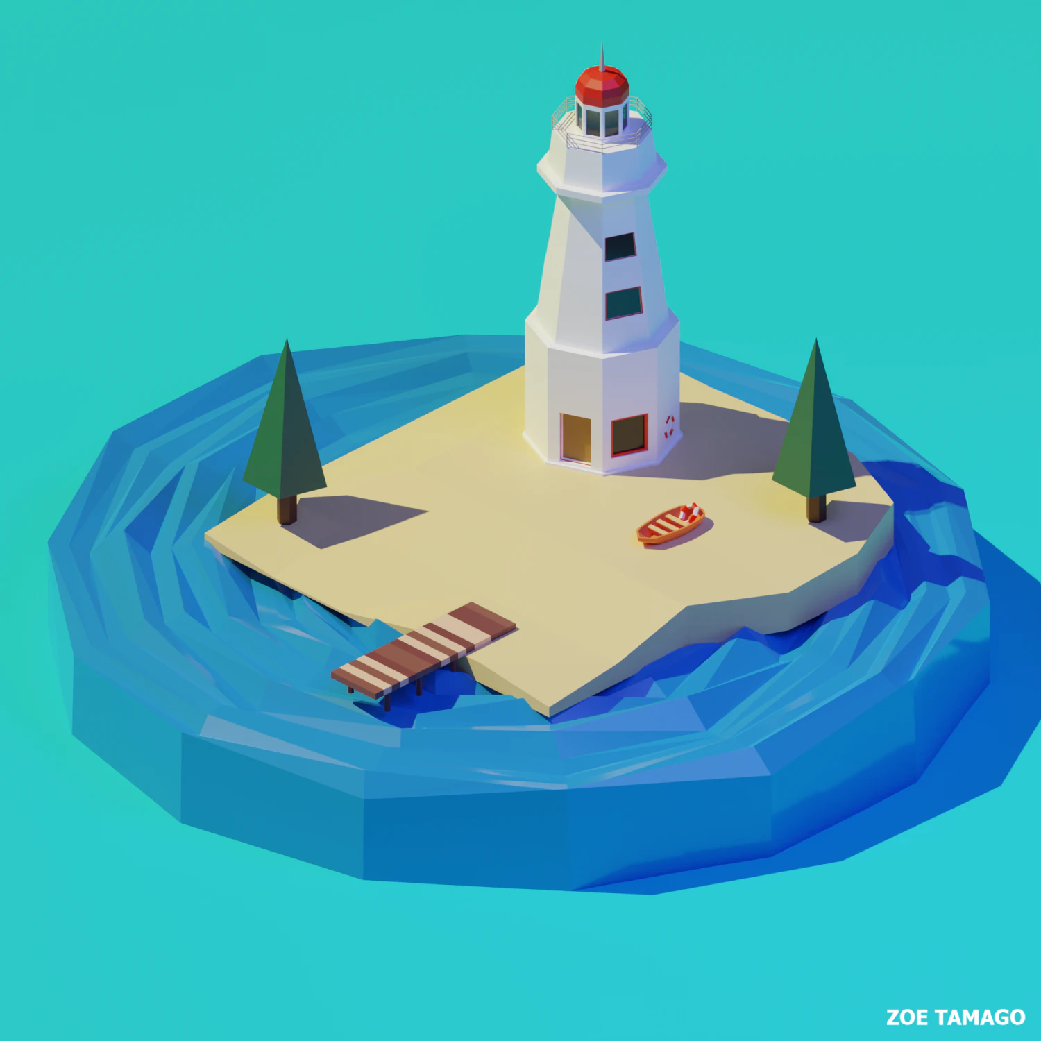 isometric 3d lighthouse by zoe tamago 3D Model .c4d .max .obj .3ds .fbx .stl .blend 