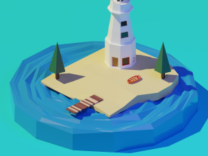isometric 3d lighthouse by zoe tamago 3D Model