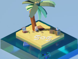 isometric 3d castaway-marooned by zoe tamago 3Dモデル