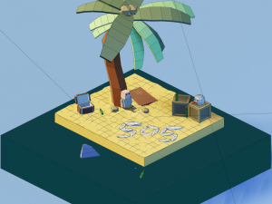 isometric 3d castaway-marooned by zoe tamago 3D Model
