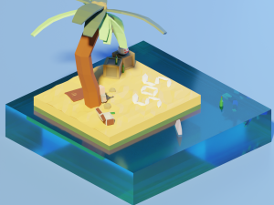 isometric 3d castaway-marooned by zoe tamago 3D Model