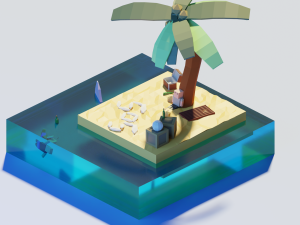 isometric 3d castaway-marooned by zoe tamago 3D Model