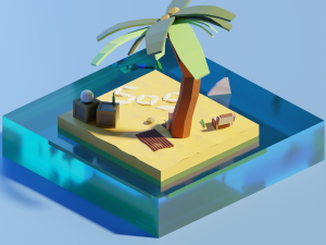isometric 3d castaway-marooned by zoe tamago 3D Model