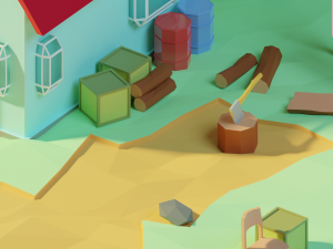 isometric low poly house on an island by zoe tamago 3D Модель