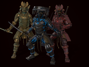 cyborg samurai low poly models 3D 模型