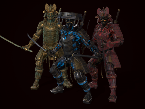 cyborg samurai low poly models 3D 模型